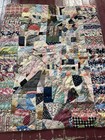 Early Hand Stitched Child   s Crazy Quilt Knotted Reversible 50    X 62    Antique