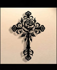 Elegant Floral Cross Vintage Wooden Or Metal Wall Art - Ornament Versatile Decor