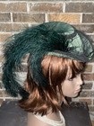 Stunning  Green Victorian Tyrolean Style Tilt Hat W antique Plumes