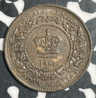 1861 Nova Scotia 1 2 Cent Half Cent Lot t3218 High Grade  Beautiful 