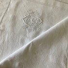 Antique Vintage French Pillow Sham Pure Linen Hand Embroidery Monogram Cd Dc