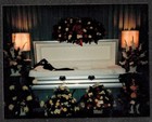 Vintage Photograph Man In Coffin   Casket Postmortem - Flowers