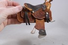 Tooled Leather Small Saddle Made In Mexico  No Bottom Strap To Hold On Horse