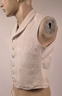 Antique Men   s Linen Waistcoat Vest W 6 Button Front