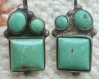 Gorgeous T Benally Vintage Navajo 925 Sterling Turquoise Drop Earrings Signed