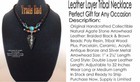 Tribal Stone Arrowhead Adjustable 32  Leather Necklace Turquoise Eagle Feather 