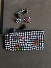 Vintage 90 s Brandon Michael Cummerbund Bow Tie Set - Checkerboard - Excellent  