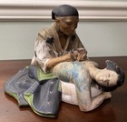 Vtg Japanese Urasaki Hakata Doll Geisha Tattoo Artist Blue Dragon Old Weathered