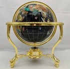 14  Black Ocean Gold Zinc Alloy Table Stand Gem Jewel Gemstone World Map Globe