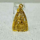 Phra Buddha Chinnarat Gold Micron Pendant Mantra Thai Buddhism Amulet