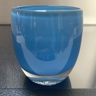 Glassbaby Healing Light Soft Blue Hand Blown Glass Candle Holder  votive