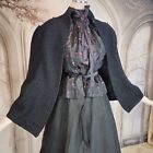Victorian Heavy Knit Wool 1800s Cape Capelet Jacket Coat Handmade Black Antique