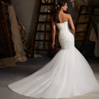 Simple Mermaid Wedding Dresses Tulle Strapless Backless Lace Up Bridal Gowns-