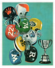 Vintage 1950 s Cfl Helmets Reprint Poster Artwork Color 8 X 10 Photo Picture