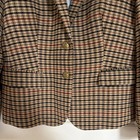 J crew Women   s Beige Plaid Button Front Lined Pocket Wool Blazer Jacket 12