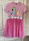 Bluey Character Kids  Girls Dress Pink Taffeta Tutu Hoodie Sz 14 Chilli Bandit
