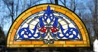 Tiffany Style Stained Glass Window Panel Half Round Beveled Glass 34  X 18 25 