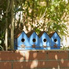 Glitzhome 17  Blue Distressed Wood Birdhouse  Perch  Garden Hanging Decor