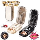 Portable 2 In 1 Pill Cutter Medicine Box Adjustable Pill Splitter High-capacity