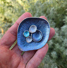 Abstract Silver  Blue Circular Magnetic Brooch  Pin Free Scarf  Clothing Clasp