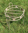 Vintage Wrought Iron Plant Stand Garden Table Yard Salvage Ivory Metal 10 X 15