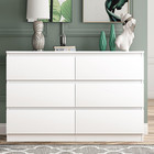 White Dresser 6 Drawer  Modern Double Dresser For Bedroom  Wood Chest Of Drawers