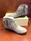 J  Adams Marrow Charcoal Faux Suede Fringe  Size 8 New