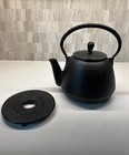 Vintage 8 C  Japanese Seikindo Cast Iron Tea Kettle Teapot Tetsubin  iron Trivet
