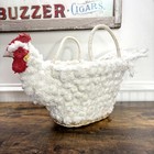 Hen Egg Gathering Basket Macrame Chicken Handmade Farmhouse Decor Rustic Large