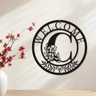 Metal Door Plaque 11 8in Letter Monogram Wall Mount Welcome Sign Art Home Decor