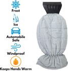 Car Auto Window Ice Scraper With Insulated Fleece-lined Mitt  Gray