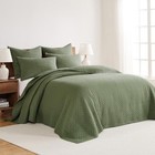  - Cross Stitch Forest Green Bedspread Set - Queen Quilted Bedspread And Two 