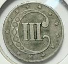 1853 Three 3 Cent Silver - Free Shipping -  37-8 