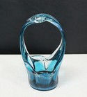 Vintage Hand Blown Blue Glass Basket  5 5      Sk  2332-f