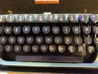 Underwood Golden Touch Portable Typewriter W case  Robin Egg Blue Free Shipping 