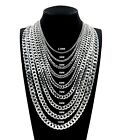Real Solid 925 Sterling Silver Curb Cuban Chain Necklace Or Bracelet Mens Womens