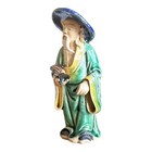 Antique Chinese Export Green Glazed Pottery Mudman Fisherman Figure
