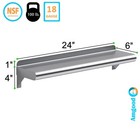 6  X 24  Metal Shelf   Nsf Stainless Steel Wall Mount Floating Shelving 