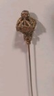 Antique Aesthetic Gf Hatpin Brass Victorian Floral Amethyst Glass Gold 9  Long