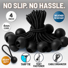 16 Pack Bungee Ball Ties 4  Heavy Duty Tarp Cord Canopy Tent Tie Down Straps