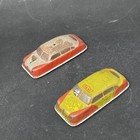 Argo Tin Litho Metal 4  Friction Taxi Sedan Toy Car Lot Of 2 1950 s - Vintage