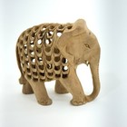 Vintage Hand Carved Wooden Elephant Figurine Statue Sculpture W Baby Elephant In
