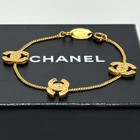Chanel Coco Mark Cc Logo Rhinestone Bracelet Gold Accessory Authentic Japan