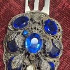 Vintage Old Art Nouveau  Dress Clip Approx 2  Blue silver Used Missing 3 Stones