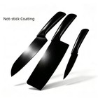 3pcs Black Kitchen Knife Set Stainless Steel Ultra Sharp Chef Knives Non-stick