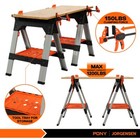 2pc Heavy Duty Folding Clamping Sawhorses 30-3 4  1200lbs Load Capacity F Clamps