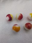 Vintage Marbles Lot Of 7 Red White Yellow Orange Swirls