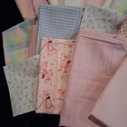 Vintage Fabric Scraps Remnants Lot 0 92 Lb Pink Poodle Novelty Gingham Pastel