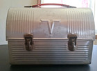 Vintage Thermos Brand Aluminum V Dome Lunch Box W king-seeley Thermos 2210-91