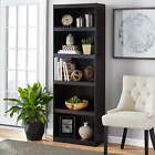 71 In Tall 5 Shelf Wood Bookcase Adjustable Wide Book Bookshelf Storage Shelving